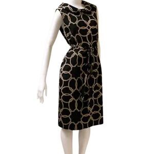 Talbots Cowl Neck Silk Blend Dress in Black/Tan Women’s 6